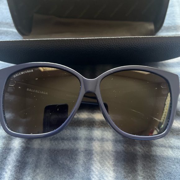 59mm Balenciaga Sunglasses Blue & Silver - Picture 4 of 12